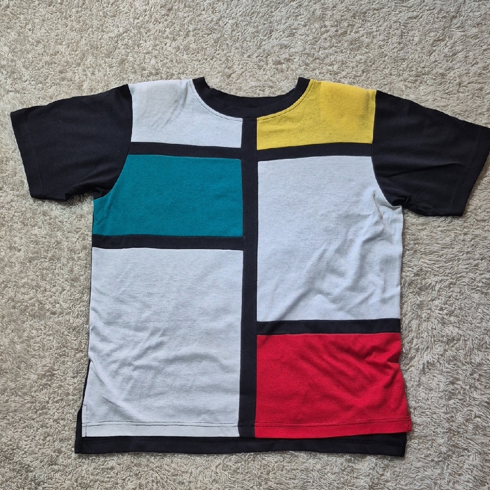 vtg 80s Mondrian Tee Vintage SUNBELT Cubist colorblock T-shirt M/L Oversize S